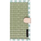 シンメ い草のスマートフォンケース　他機種対応　適応サイズ：約162ｘ81ｘ10mm以内　LLサイズ[キナリ/ドットグリーン]（直送品）