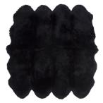 ムートンフリース ファーストレーベル 8匹物 ブラック ムートンラグ リアル ふわふわ ファー マット カーペット 裏無し（直送品）
