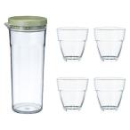 【アウトレット】HARIO (ハリオ) 5点セット 冷水筒 1個 耐熱グラス 4個 食洗機対応 1セット(5点)