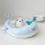 【送料無料】【夏用/四季対応】小型犬猫用クールベッド ひんやり冷却ジェルマット 夏の暑さ対策 通気性抜群 鯨型デザイン ペット用涼感マット