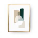 LOVELY POSTERS | GREEN BEIGE ABSTRACT PRINT | A5 アートプリント/ポスター【  メール便送料無料  北欧 インテリア シンプ