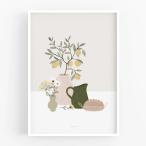 MICUSH | POTTERY AND FLOWERS - FESTIVE TABLE (AP156) | アートプリント/ポスター (30x40cm) 北欧 インテリア おしゃれ