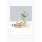 MICUSH | POTTERY AND FLOWERS ART PRINT (light blue) (AP118) | アートプリント/ポスター (50x70cm)   北欧