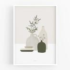 MICUSH | POTTERY AND FLOWERS - OLIVE BRANCH (AP155) | アートプリント/ポスター (50x70cm)   北欧