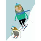 ASHLEY PERCIVAL | SKIING PENGUIN AND BEAR | A3 ポスター/アートプリント