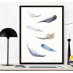 THE CLAY PLAY | 6 BIRD FEATHERS (blue) (no.376) | A3 アートプリント/ポスター