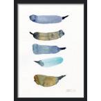 THE CLAY PLAY | 5 BIRD FEATHERS (blue/olive) | A4 アートプリント/ポスター