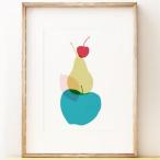 SHAPE COLOUR PATTERN | Apple Pear Cherry - graphic fruit wall art | A3 アートプリント/ポスター