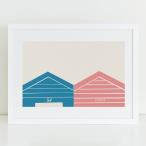 SHAPE COLOUR PATTERN | Beach hut graphic wall art print 'Hut 54' | A3 アートプリント/ポスター