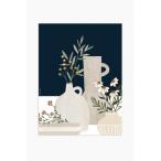 MICUSH | POTTERY AND FLOWERS (CLOSE UP) ART PRINT (dark blue) (AP122) | アートプリント/ポスター (30x40cm)