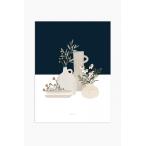 MICUSH | POTTERY AND FLOWERS ART PRINT (dark blue) (AP119) | アートプリント/ポスター (30x40cm)
