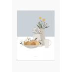 MICUSH | POTTERY AND FLOWERS ART PRINT (light blue) (AP118) | アートプリント/ポスター (30x40cm)