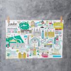 【  メール便送料無料 】JESSICA HOGARTH | LONDON MAP TEA TOWEL | ティータオル