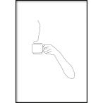 GLAM POSTERS | WOMAN WITH COFFEE LINE ART POSTER | アートプリント/ポスター (30x40cm)【北欧 リビング インテリア】