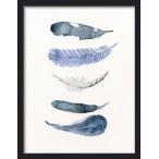THE CLAY PLAY | WATERCOLOR BIRD FEATHERS (blue/navy) (no.378) | A4 アートプリント/ポスター