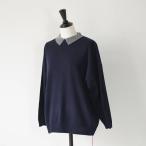 STAMP AND DIARY | メリノカシミヤ 襟付プルオーバー (コンxグレー/クロxシロ) | スタンプアンドダイアリー