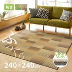 ショッピングラグ ラグ カーペット い草 4.5畳弱 240×240cm 折りたためる ふっくら ウレタン入り 防音 クレパスコンパクト