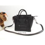 ショッピングセリーヌ セリーヌ ラゲージナノ スムースレザー 黒エンジ ポシェット ミニハンドバッグ 美品@W-ZP-0172
