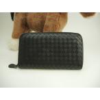 ボッテガヴェネタ ロングウォレット イントレチャート レザー黒 ラウンドジップ長財布@P00545060F