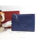 サルヴァトーレフェラガモ クラッチバッグ スムースレザー 青 セカンドバッグ 新品@GG-24A124