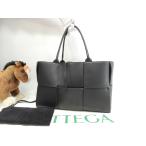 ショッピングボッテガ ボッテガヴェネタ トートバッグ ミディアムアルコ 型押レザー黒 ハンドバッグ 美品@B09569225S