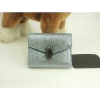 ブルガリ 三折財布 セルペンティ 型押レザー水色 ミニ財布 未使用@ 9