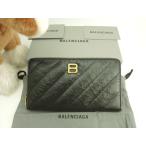 バレンシアガ ロングウォレット クラッシュコンチネンタル レザー黒 ジップ長財布 新品@ 1