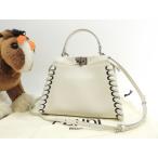  Fendi pi- Cub - Mini гладкий кожа ho f белый ручная сумочка небольшая сумочка @ 10