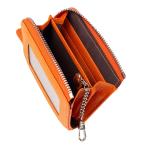 Shoebill パスケース 定期入れ 小銭入れ メンズ レディース コインケース レザー 本革 キーチェーン (オレンジ)