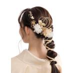 Lomeri ロメリ 【11色展開】髪飾り ロープアレンジ ドライフラワー 成人式 卒業式 結婚式 振袖 (白ゴールド)K2