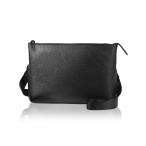 [ムラ] サコッシュ ショルダーバッグ メンズ 本革 スキミング防止 薄型 ブラック