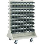 工場用保管設備 パネルラック ＴＲＵＳＣＯ　パネルコンテナラック　両面式車輪付　コンテナ小Ｘ１４４　ネオグレー  (T-1272WN-C（NG）)