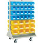 工場用保管設備 パネルラック ＴＲＵＳＣＯ　パネルコンテナラック　両面式車輪付　中Ｘ４８　大Ｘ２４　ネオグレー  (T-1234WN-C（NG）)