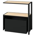 NAIKI シェルフラック(下段ボックス メレム MU型/天板_シルクウッド 本体_サテンブラック/W925×H973 ( MU-0909RUS-SBS )