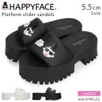 ハッピーフェイス シャワーサンダル レディース 厚底 黒 白 履きやすい 歩きやすい おしゃれ かわいい 外履き スライドサンダル 11082 春 夏 サンダル 靴