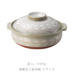 ショッピング三島 IH銀峯花三島 プレートタイプ 耐熱鍋 土鍋 IH鍋 深鍋 陶器 IHOK おしゃれ 三島 銀峯 菊花 グレー 8号 9号 万古焼 萬古焼 爆買