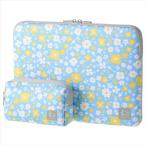 【アウトレット 訳あり特価】Chululu（チュルル） PCインナーケース 13.3インチ＆マルチポーチ フラワーガーデンブルー SCH-PCMP133BL 4977187360202