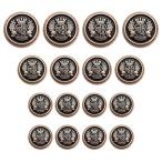 ブレザー ボタン 16個セット 直径15mm/20mm/25mm メタルボタン 交換 補修 学生服/スーツ/コートなど