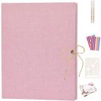 AIOR スクラップブック 手作り アルバム フォトアルバム 亜麻 写真アルバム フォトブック DIY 台紙