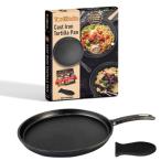 Tortillada ? 26cm 事前シーズニング済み鋳鉄製グリドル/パン + ホットハンドルホルダー + レ