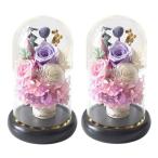 YKFN プリザーブドフラワー 仏花 一対 ブリザードフラワー 仏壇用 お供え花 生花 お供え ガラスド