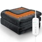 電気毛布 掛け敷き兼用 188×130cm 電気ブランケット 両面フランネル 3分速暖 厚手 省エネ 電気ひざ