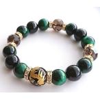 (BLESSING M'style) 天然石 パワーストーン ブレスレット メンズ  五本爪皇帝龍金彫り オニキス グリ