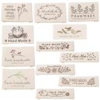 LOYELEY ハンドメイド用 タグ 12種セット 綿 ロゴ ワッペン ラベル お花 フラワー コットン かわい