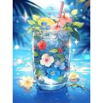 LEADINTOP ダイヤモンドアート スクエアビーズ 夏 カップ 30x40cm 四角いビーズ ダイヤモンドペイン