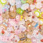 ショッピングデコ デコパーツ 動物 クマ ネコ ウサギ 透明パーツ 50個セット アクセサリー ミックス 樹脂製 ヘアピ