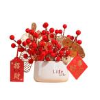 himsyuden 2025 новый год украшение Berry искусственный цветок комплект .. нет реальный красный Berry растение в горшке керамика бонсай Новый год украшение 