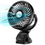 Vanazo 卓上扇風機 USB扇風機 無段階風量調節 ８畳 クリップ 卓上 最大60時間連続使用 usb充電式 静