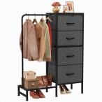 ハンガーラック 衣装ケース 4段 引き出し付き 幅37cm×奥行30cm×高さ112cm 収納ケース クローゼット