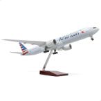 QIYUMOKE 1/150 ボーイング777-300ER AA航空 18.5インチ 大型ダイキャスト飛行機模型キット スタンド付き